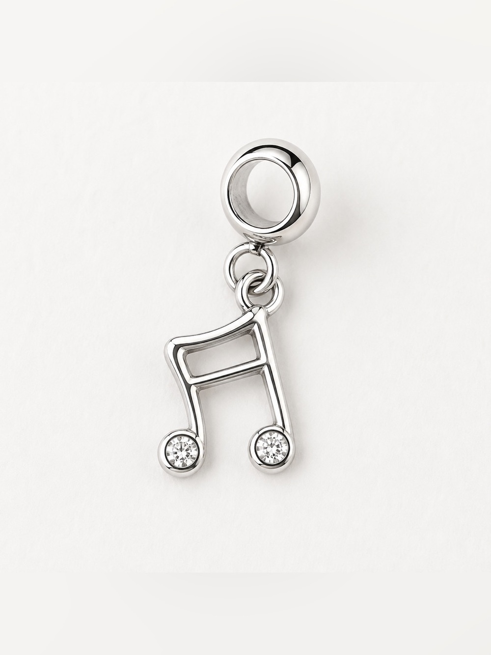 2 / $18 Pandora Style Silver Music Note Dangle Charm CZ